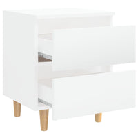 Comodini con Gambe Legno Pino 2 pz-Set di 2 Tavolino da notte Bianco Lucido 40x35x50 cm