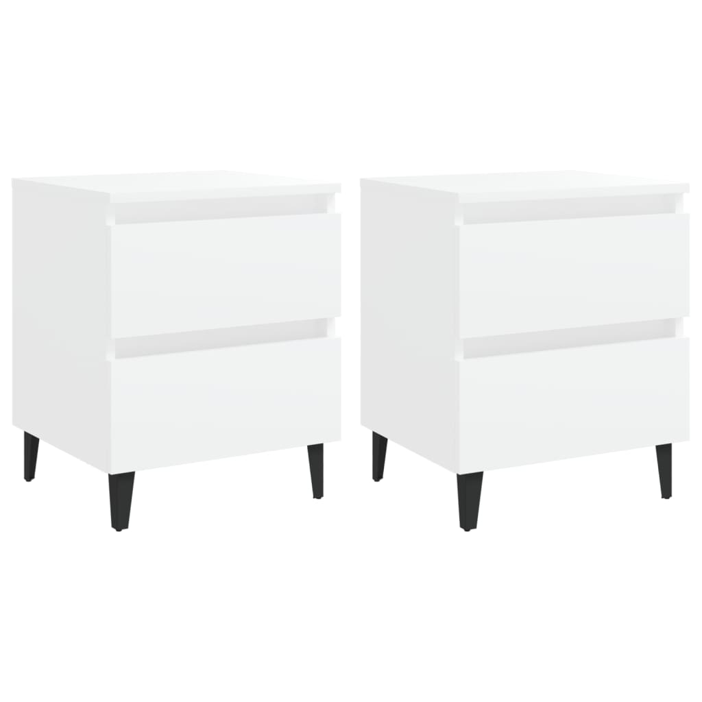 Comodini 2 pz Bianco Lucido 40x35x50 cm in Legno Multistrato 805870