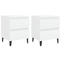 Comodini 2 pz Bianco Lucido 40x35x50 cm in Legno Multistrato 805870