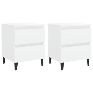 Comodini 2 pz Bianco Lucido 40x35x50 cm in Legno Multistrato 805870
