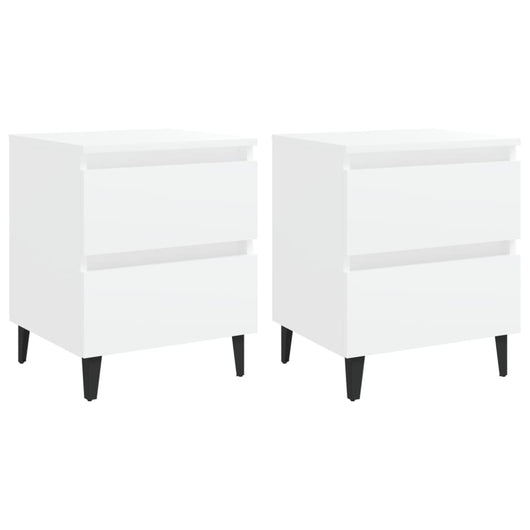 Comodini 2 pz Bianco Lucido 40x35x50 cm in Legno Multistrato 805870