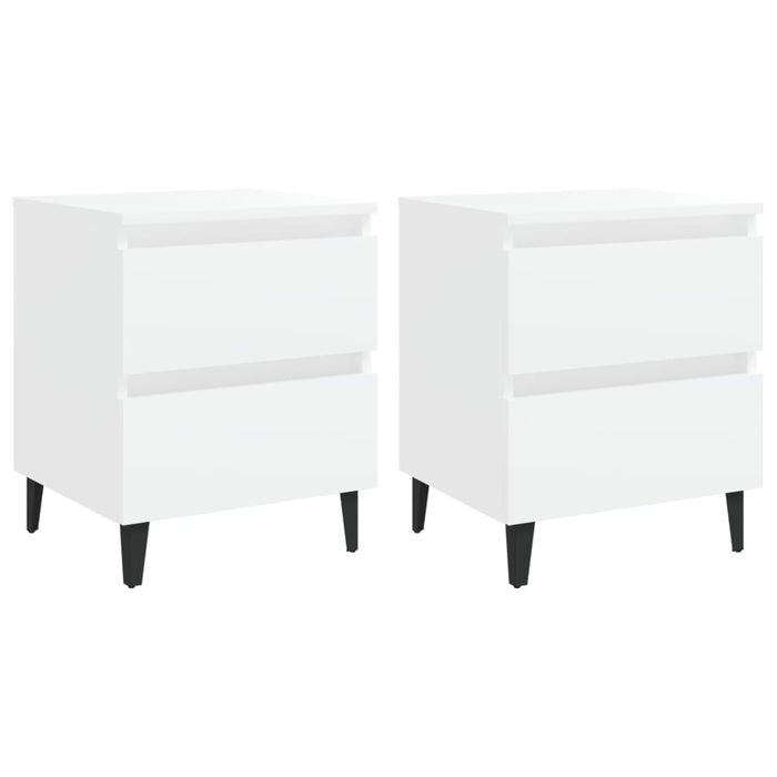 Comodini 2 pz Bianco Lucido 40x35x50 cm in Legno Multistrato 805870