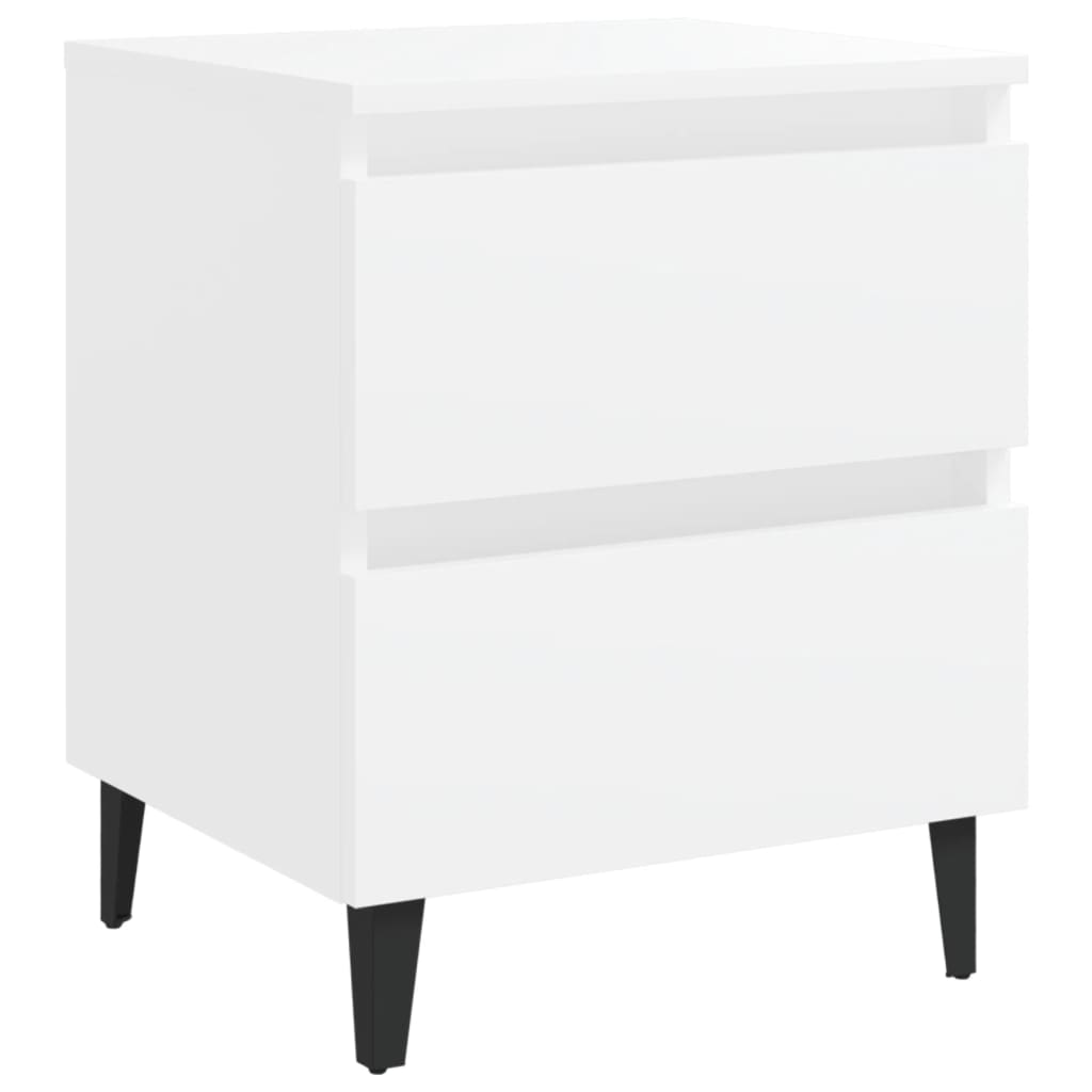 Comodini 2 pz Bianco Lucido 40x35x50 cm in Legno Multistrato 805870