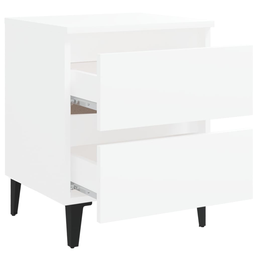 Comodini 2 pz Bianco Lucido 40x35x50 cm in Legno Multistrato 805870