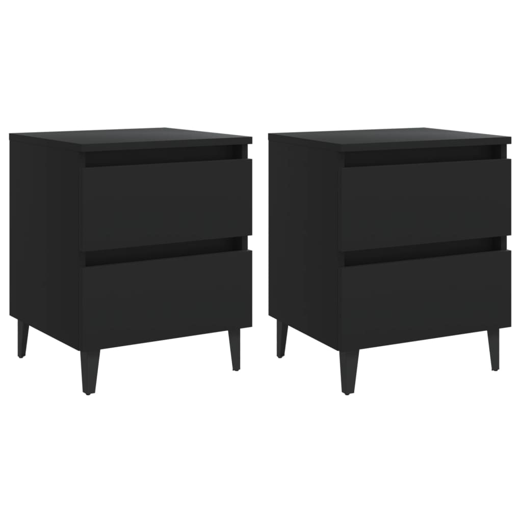 Comodini 2 pz-Set di 2 Tavolino da notte Neri 40x35x50 cm in Legno Multistrato