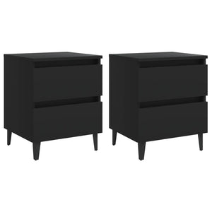 Comodini 2 pz-Set di 2 Tavolino da notte Neri 40x35x50 cm in Legno Multistrato