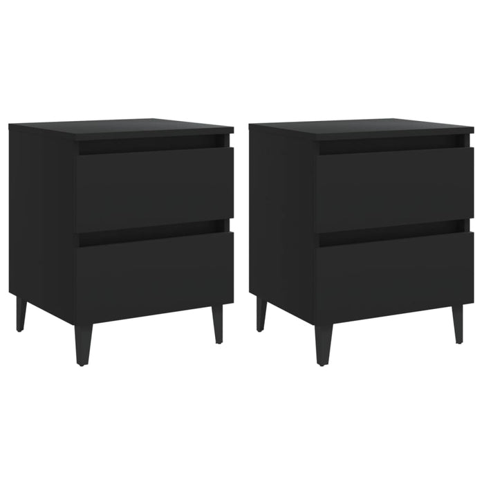 Comodini 2 pz-Set di 2 Tavolino da notte Neri 40x35x50 cm in Legno Multistrato