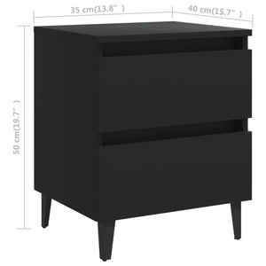 Comodini 2 pz-Set di 2 Tavolino da notte Neri 40x35x50 cm in Legno Multistrato
