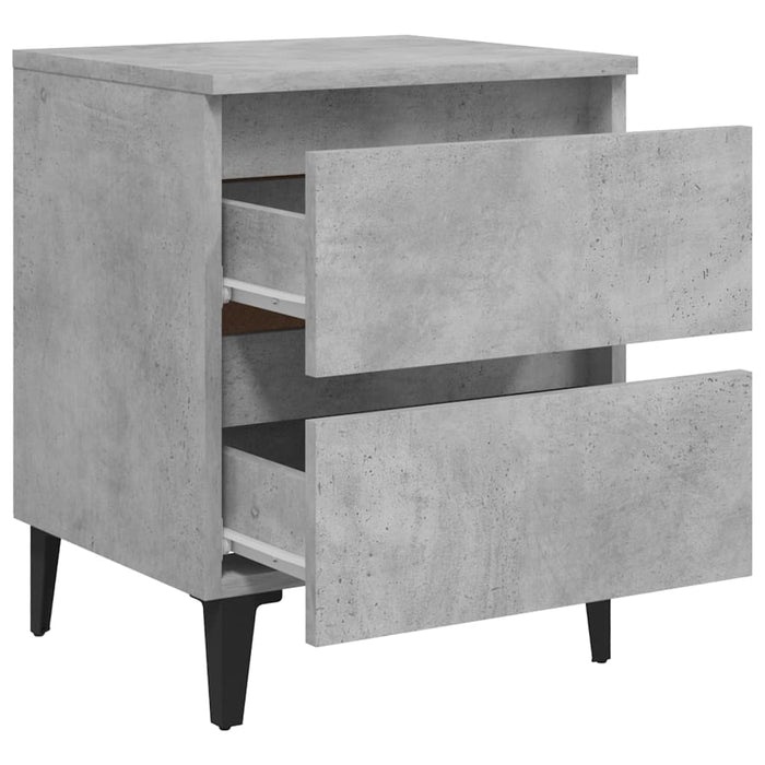 Comodini 2 pz-Set di 2 Tavolino da notte Grigio Cemento 40x35x50 cm in Legno Multistrato