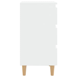 Comodino con Gambe in Legno Massello Bianco 40x35x69 cm 805887