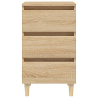 Comodino con Gambe in Legno-Tavolino da notte Massello Rovere Sonoma 40x35x69 cm