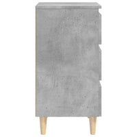 Comodino con Gambe in Legno-Tavolino da notte Massello Grigio Cemento 40x35x69 cm
