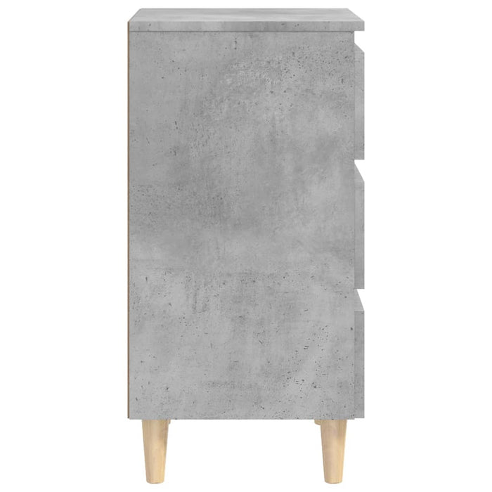 Comodini con Gambe Legno Massello 2pz Grigio Cemento 40x35x69cm 805896