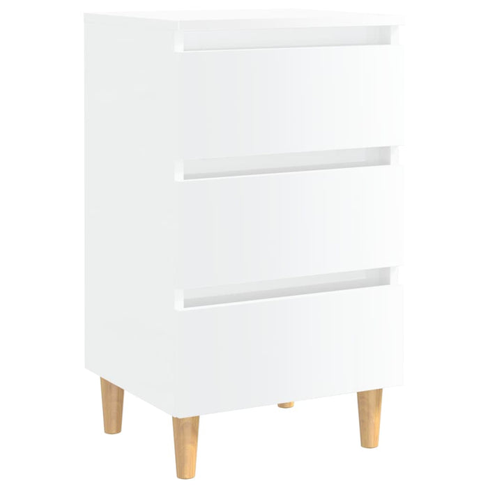 Comodino con Gambe in Legno Massello Bianco Lucido 40x35x69 cm cod mxl 48674