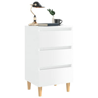 Comodino con Gambe in Legno Massello Bianco Lucido 40x35x69 cm cod mxl 48674