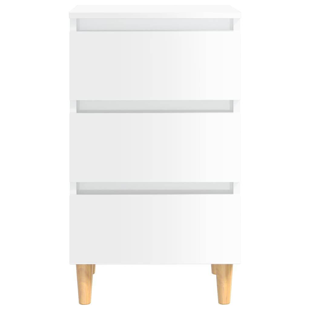 Comodino con Gambe in Legno Massello Bianco Lucido 40x35x69 cm cod mxl 48674