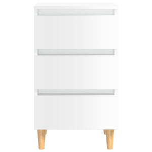 Comodino con Gambe in Legno Massello Bianco Lucido 40x35x69 cm cod mxl 48674