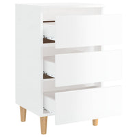 Comodino con Gambe in Legno Massello Bianco Lucido 40x35x69 cm cod mxl 48674