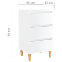 Comodino con Gambe in Legno Massello Bianco Lucido 40x35x69 cm cod mxl 48674