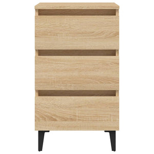 Comodino con Gambe in Metallo-Tavolino da notte Rovere Sonoma 40x35x69 cm