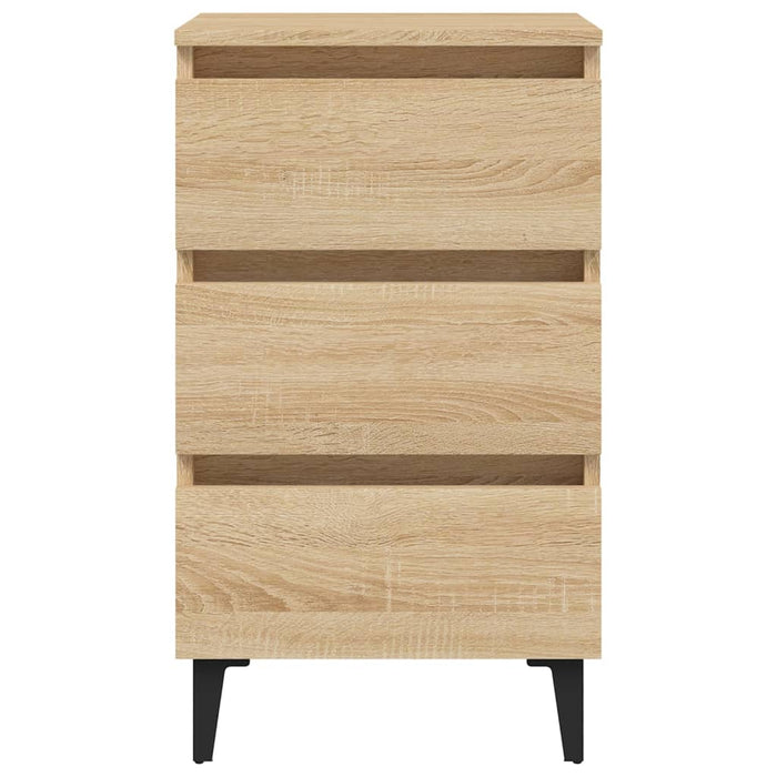 Comodino con Gambe in Metallo-Tavolino da notte Rovere Sonoma 40x35x69 cm