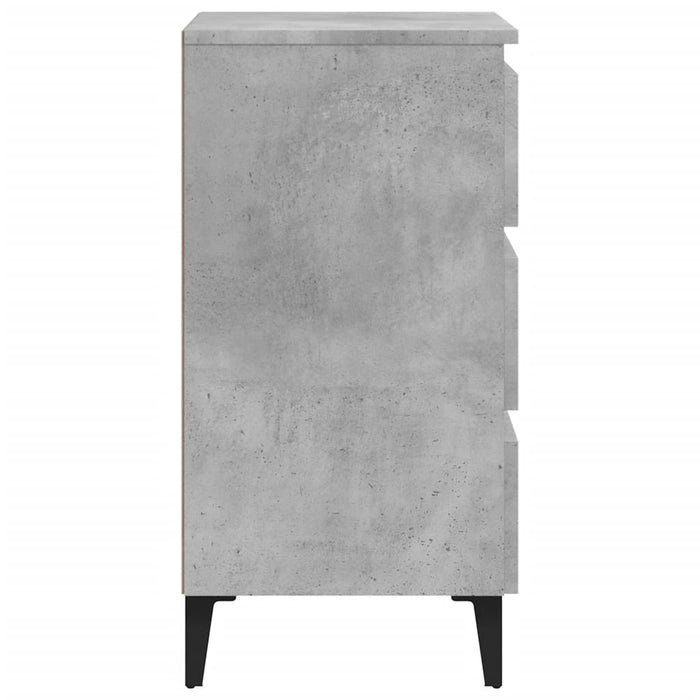 Comodino con Gambe in Metallo-Tavolino da notte Grigio Cemento 40x35x69 cm