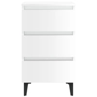 Comodino con Gambe in Metallo Bianco Lucido 40x35x69 cm 805917