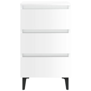 Comodino con Gambe in Metallo Bianco Lucido 40x35x69 cm 805917