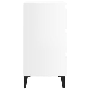 Comodino con Gambe in Metallo Bianco Lucido 40x35x69 cm 805917