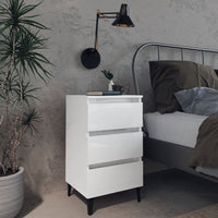 Comodino con Gambe in Metallo Bianco Lucido 40x35x69 cm 805917