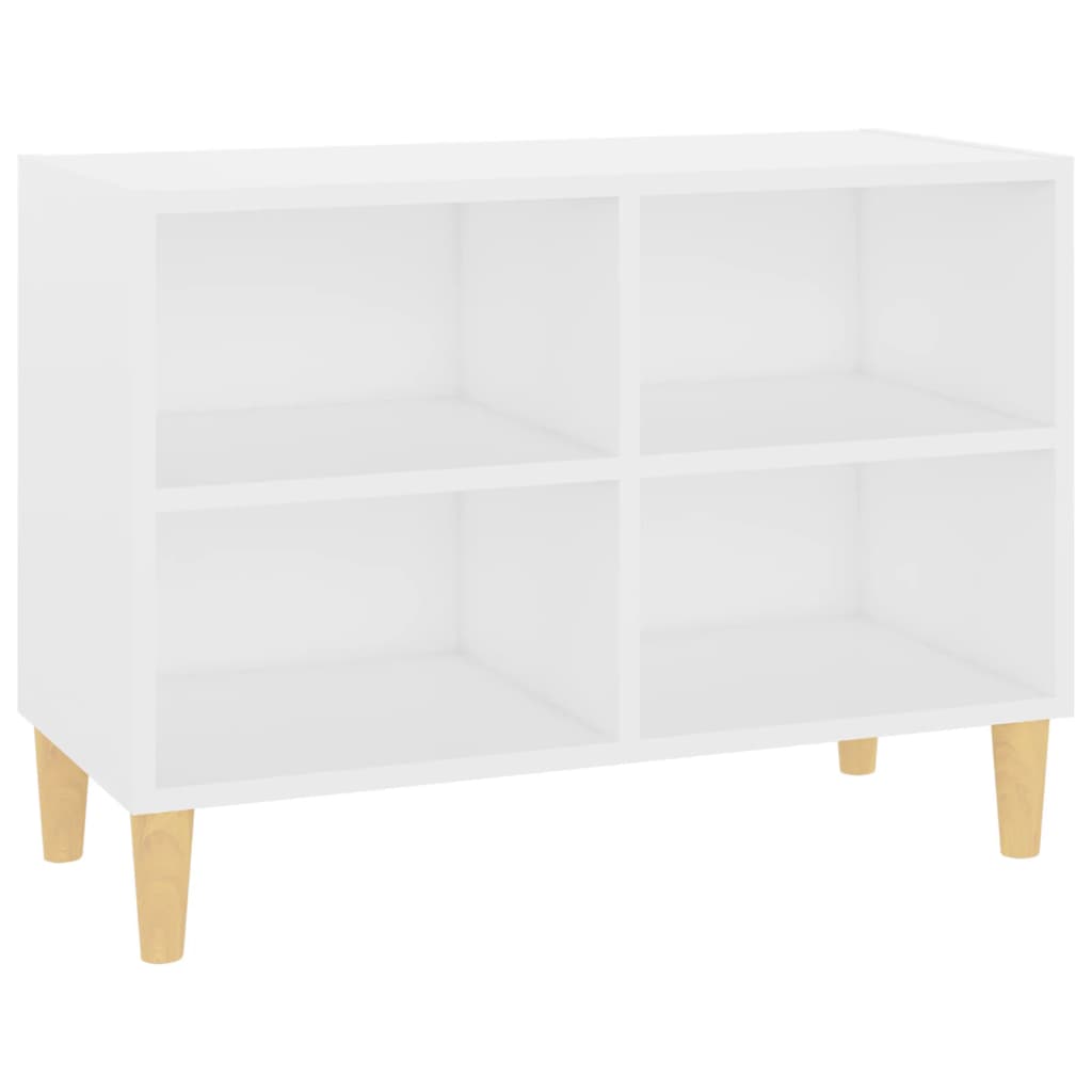 Mobile TV con Gambe-Credenza TV-Console TV in Legno Massello Bianco 69,5x30x50 cm