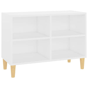 Mobile TV con Gambe-Credenza TV-Console TV in Legno Massello Bianco 69,5x30x50 cm