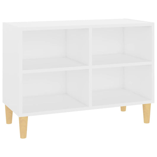 Mobile TV con Gambe-Credenza TV-Console TV in Legno Massello Bianco 69,5x30x50 cm