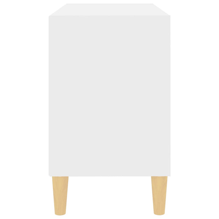 Mobile TV con Gambe in Legno Massello Bianco 69,5x30x50 cm 805923