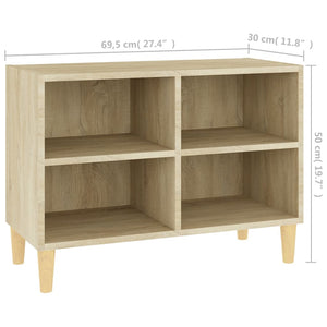 Mobile TV con Gambe-Credenza TV-Console TV Legno Massello Rovere Sonoma 69,5x30x50 cm