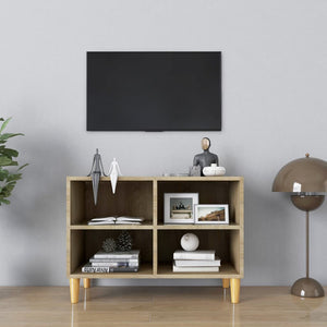 Mobile TV con Gambe-Credenza TV-Console TV Legno Massello Rovere Sonoma 69,5x30x50 cm