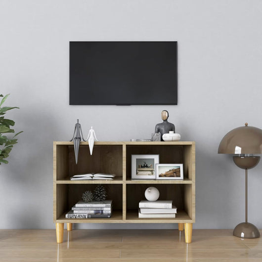 Mobile TV con Gambe-Credenza TV-Console TV Legno Massello Rovere Sonoma 69,5x30x50 cm