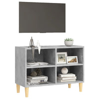 Mobile TV con Gambe-Credenza TV-Console TV Legno Massello Grigio Cemento 69,5x30x50 cm