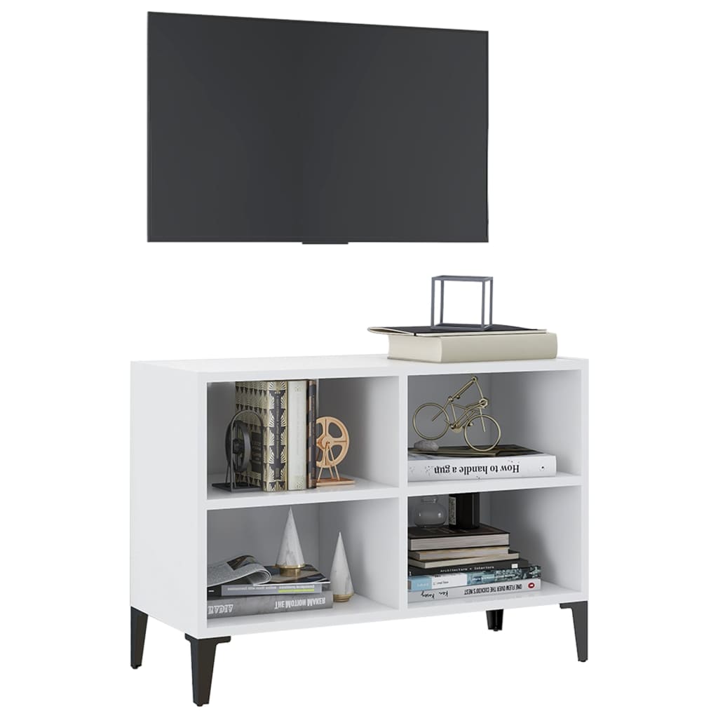 Mobile TV con Gambe-Credenza TV-Console TV in Metallo Bianco 69,5x30x50 cm