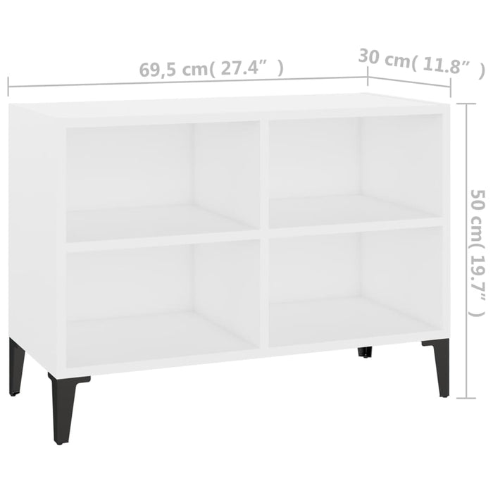 Mobile TV con Gambe-Credenza TV-Console TV in Metallo Bianco 69,5x30x50 cm