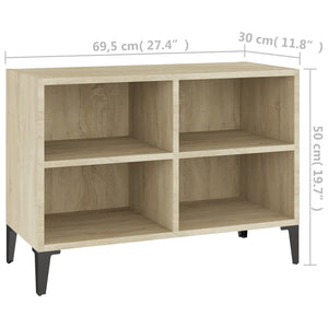 Mobile TV con Gambe-Credenza TV-Console TV in Metallo Rovere Sonoma 69,5x30x50 cm