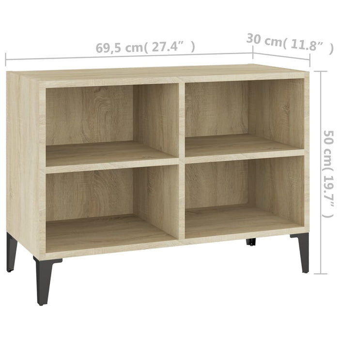 Mobile TV con Gambe-Credenza TV-Console TV in Metallo Rovere Sonoma 69,5x30x50 cm
