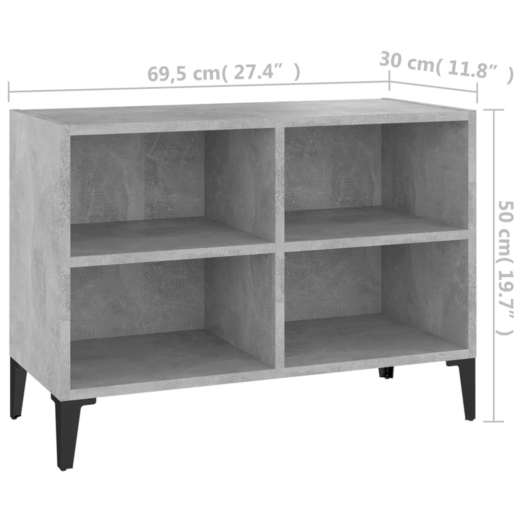 Mobile TV con Gambe-Credenza TV-Console TV in Metallo Grigio Cemento 69,5x30x50 cm