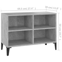 Mobile TV con Gambe-Credenza TV-Console TV in Metallo Grigio Cemento 69,5x30x50 cm
