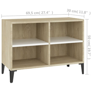 Mobile TV Gambe in Metallo Bianco e Rovere Sonoma 69,5x30x50 cm cod mxl 14155