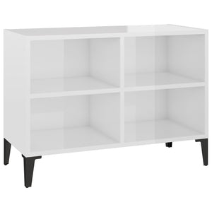 Mobile TV con Gambe-Credenza TV-Console TV in Metallo Bianco Lucido 69,5x30x50 cm