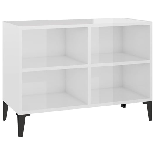 Mobile TV con Gambe-Credenza TV-Console TV in Metallo Bianco Lucido 69,5x30x50 cm
