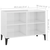 Mobile TV con Gambe-Credenza TV-Console TV in Metallo Bianco Lucido 69,5x30x50 cm
