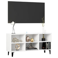 Mobile TV con Gambe-Credenza TV-Console TV in Metallo Bianco 103,5x30x50 cm 925429