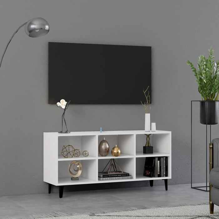 Mobile TV con Gambe-Credenza TV-Console TV in Metallo Bianco 103,5x30x50 cm 925429